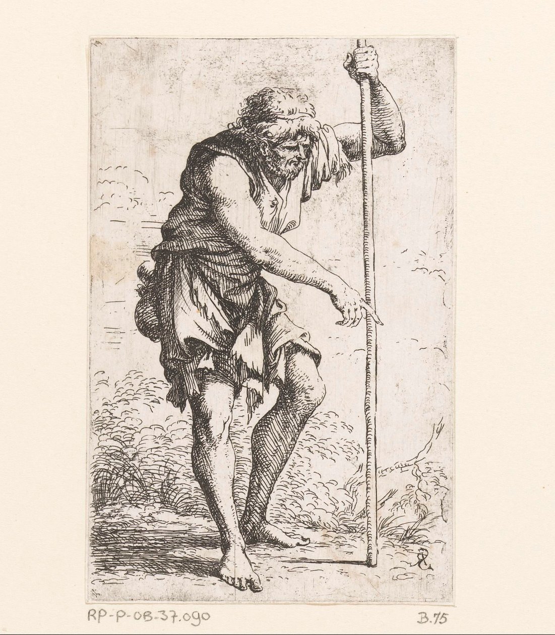 Vieil homme avec un bâton (Kleine figuren, série) - Salvator Rosa