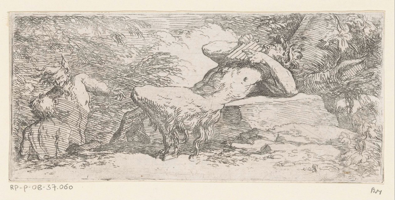 Satyre avec une flûte de Pan (Tritons et dieux des rivières) - Salvator Rosa