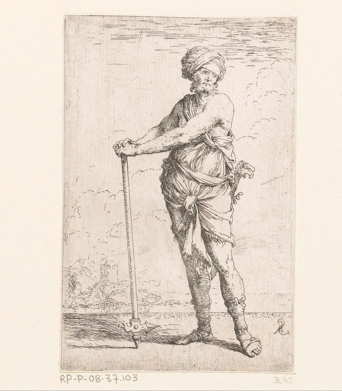 Soldat avec marteau de guerre - Salvator Rosa