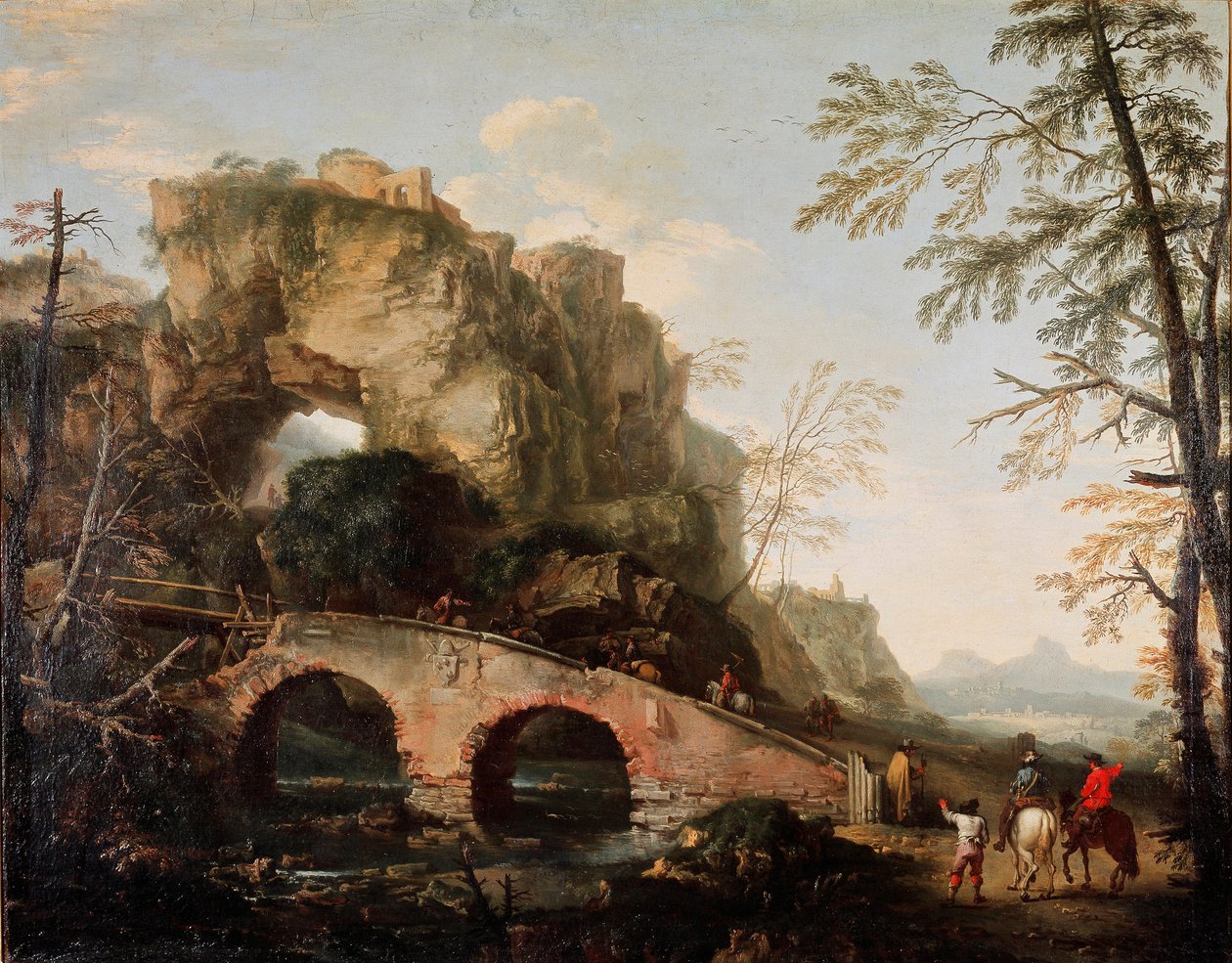 Le pont se brise. Peinture de Salvator Rosa (1615-1673) vers 1640. Dim. 106x127 cm Florence, Palazzo Pitti, Galleria Palatina - Salvator Rosa