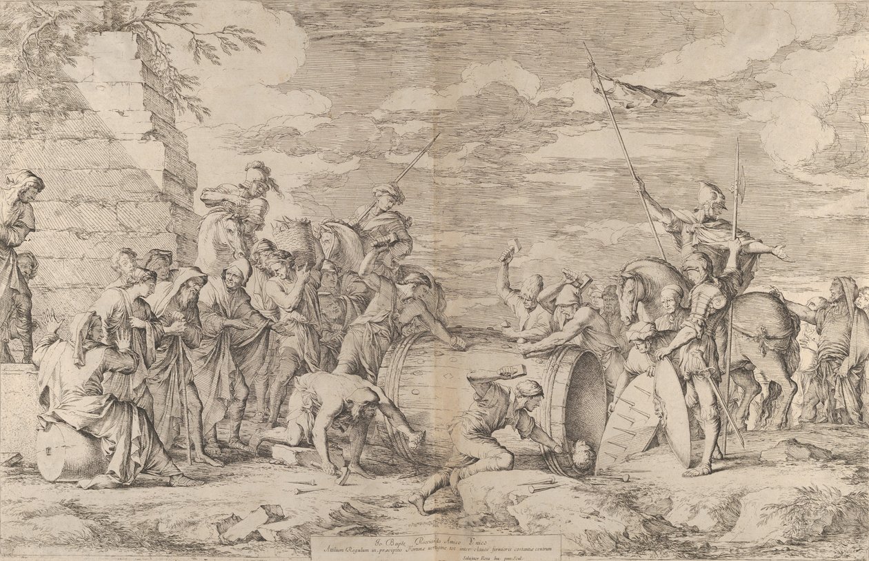La mort de Marcus Atilius Regulus, montré cloué dans un tonneau par les Carthaginois, vers 1661-62 - Salvator Rosa