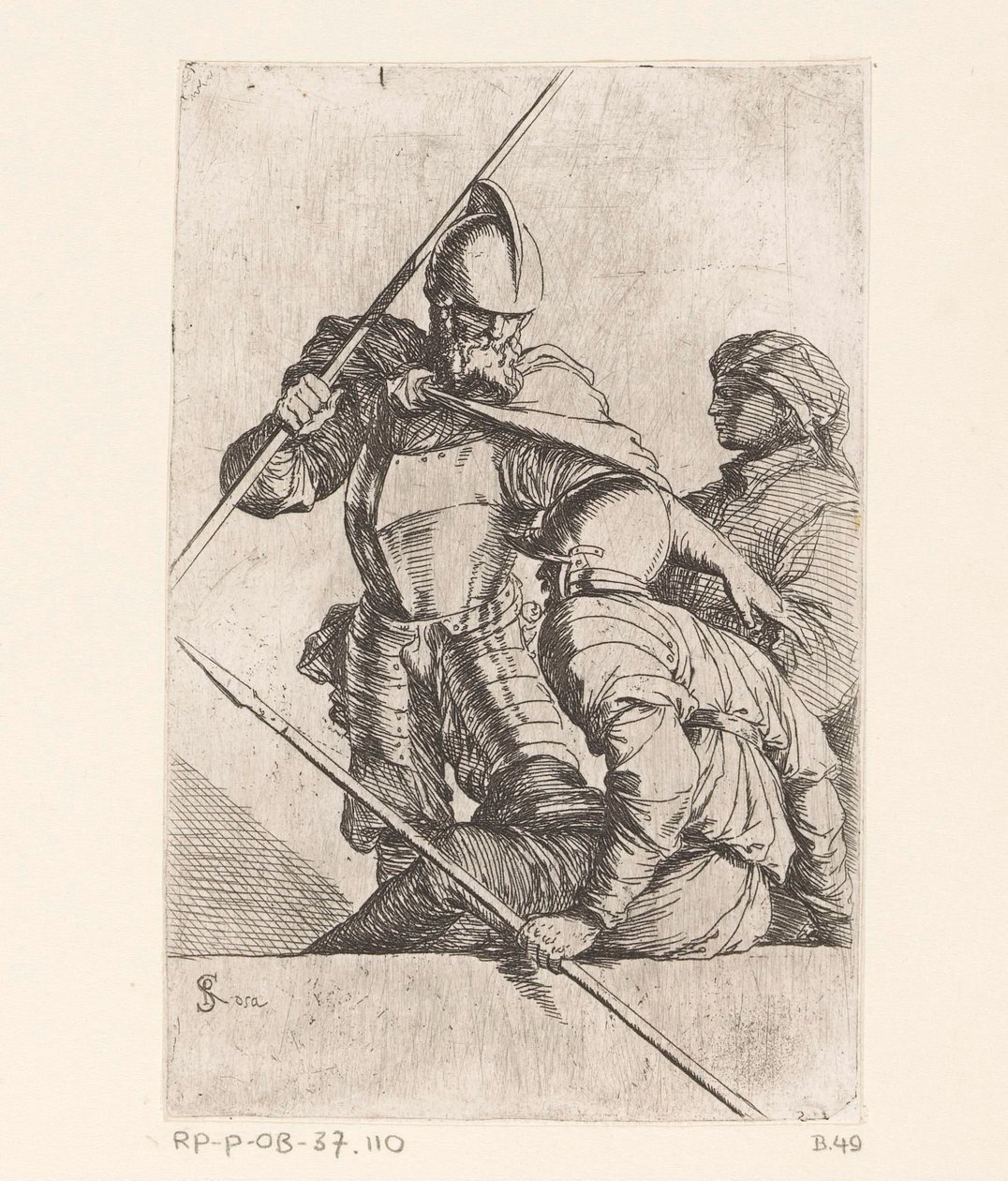 Deux soldats et une figure avec turban - Salvator Rosa