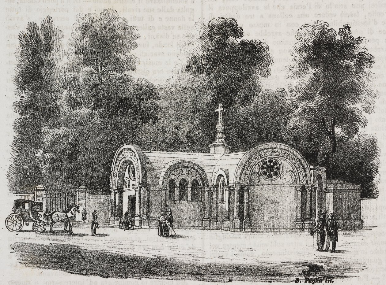 Chapelle Royale de Saint Ferdinand, Sablonville, France, lithographie de Salvatore Puglia de Poliorama Pittoresco, n 13, 4 novembre - Salvatore Puglia