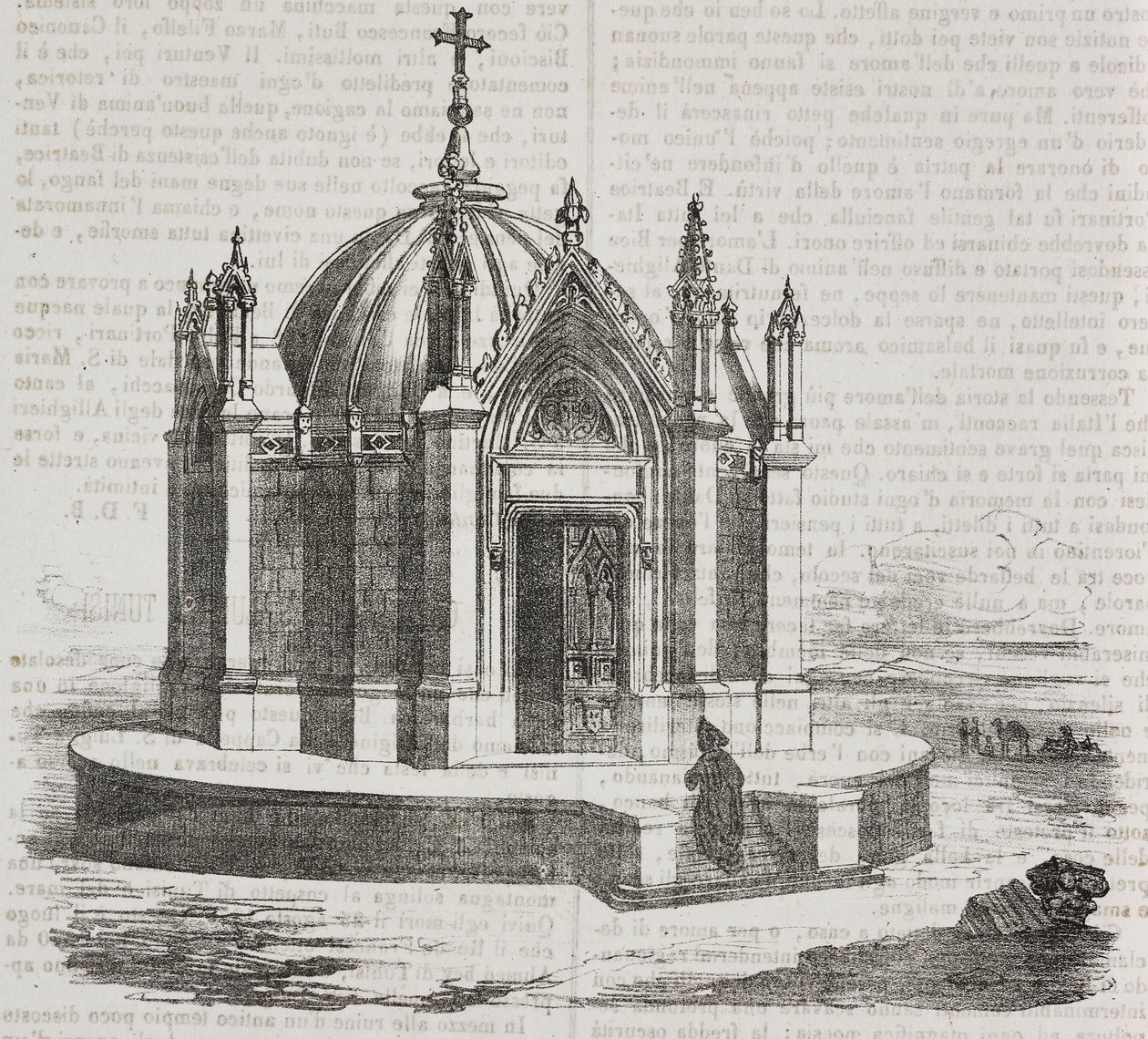Chapelle de Saint Louis à Tunis, Tunisie (lithographie de Salvatore Puglia de Poliorama Pittoresco, n 38, 27 avril) - Salvatore Puglia