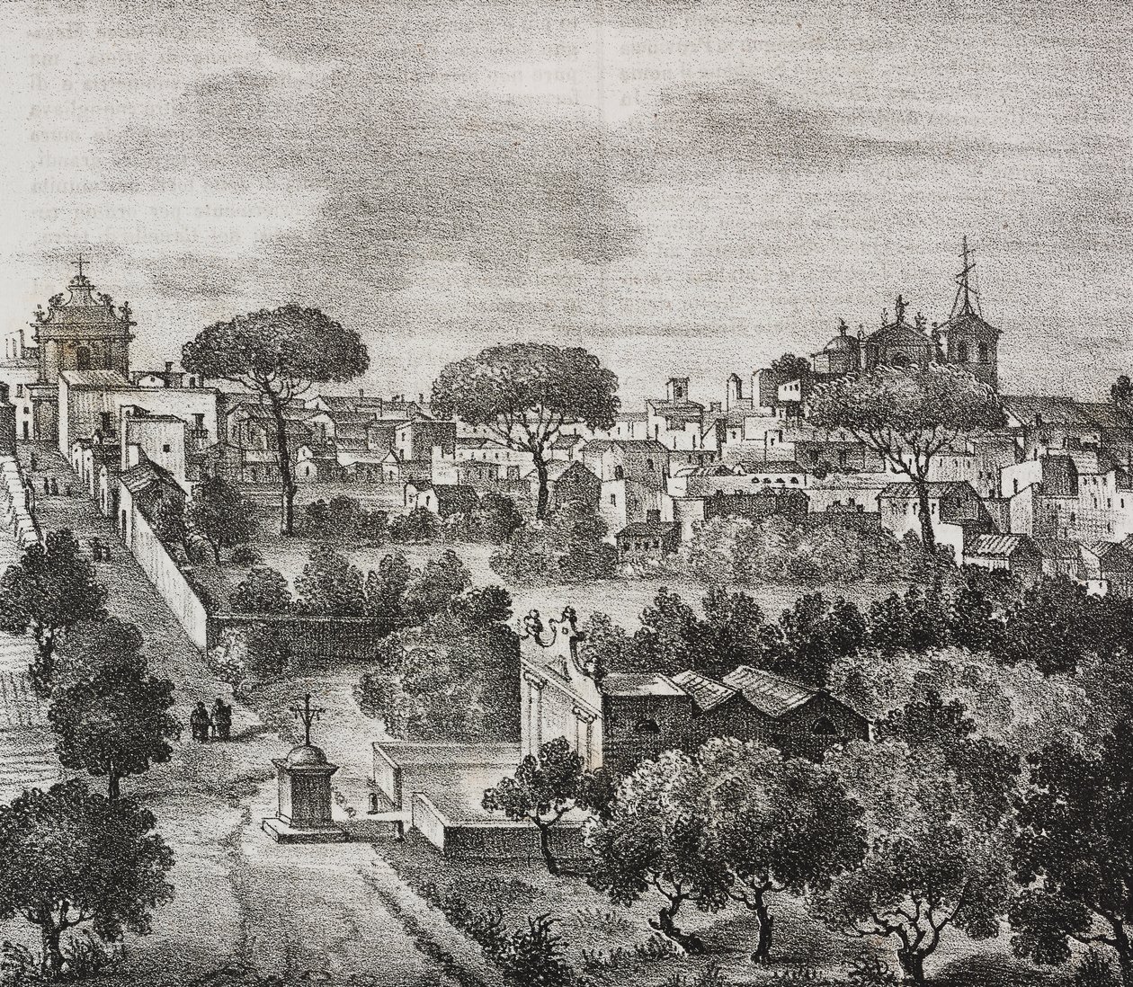 Vue est de Mesagne, Apulie, Italie (lithographie de Salvatore Puglia de Poliorama Pittoresco, n 45, 15 juin) - Salvatore Puglia