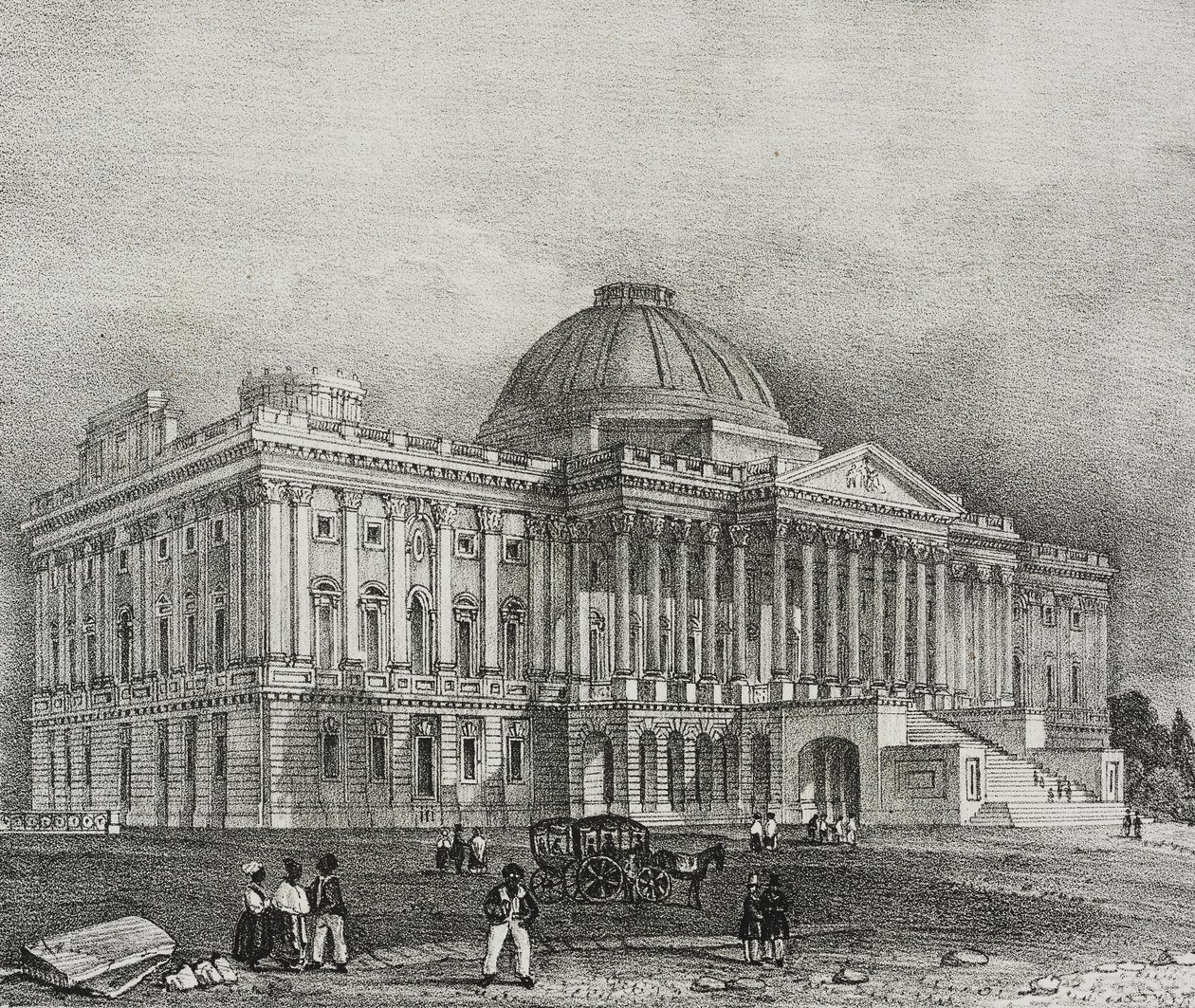 Façade du Capitole à Washington, USA, lithographie de Salvatore Puglia de Poliorama Pittoresco, n 42, 28 mai - Salvatore Puglia