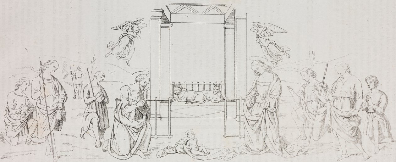 Nativité de Fontignano, Adoration des bergers, lithographie de Salvatore Puglia d