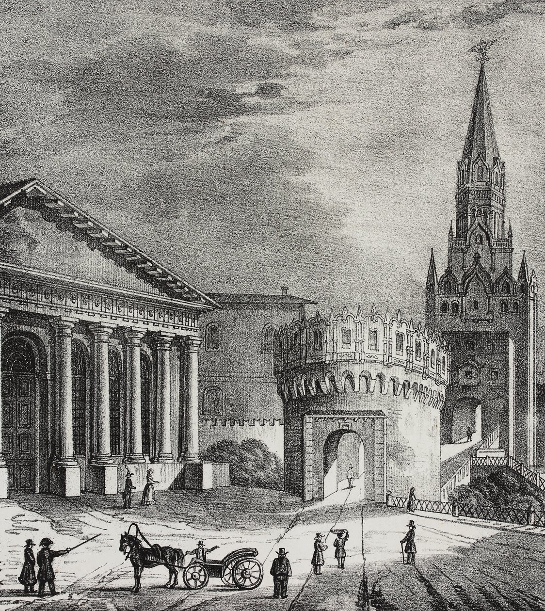 Porte de la tour Troitskaya (tour de la Trinité), Kremlin, Moscou, Russie, lithographie de Salvatore Puglia de Poliorama Pittoresco, n 22, 7 janvier - Salvatore Puglia