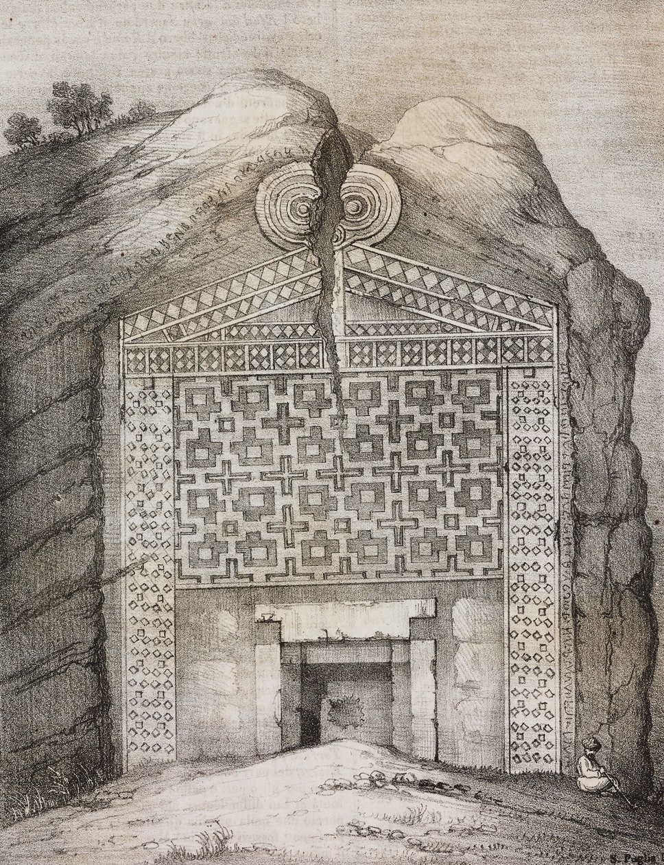 Tombe de Midas, Midas Sehri, Turquie, lithographie de Salvatore Puglia de Poliorama Pittoresco, n 41, 18 mai - Salvatore Puglia