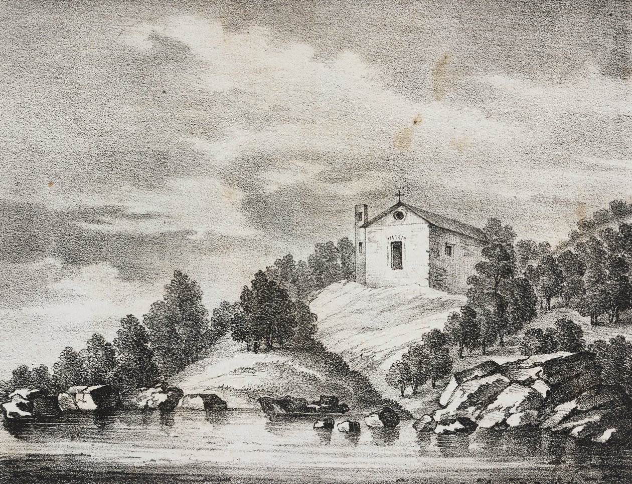 Sanctuaire de Peschici, Pouilles, Italie, lithographie de Salvatore Puglia de Poliorama Pittoresco, n 51, 27 juillet - Salvatore Puglia