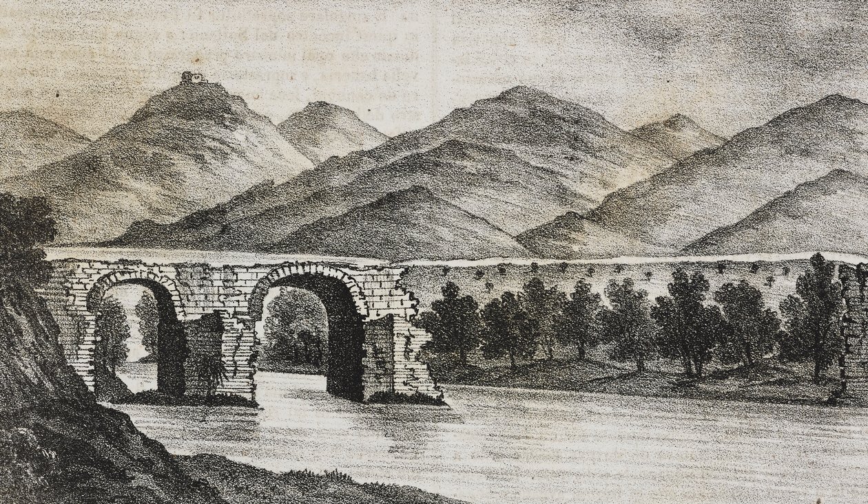 Le pont brisé près de Capoue, Campanie, Italie, lithographie de Salvatore Puglia de Poliorama Pittoresco, n°23, 13 janvier - Salvatore Puglia