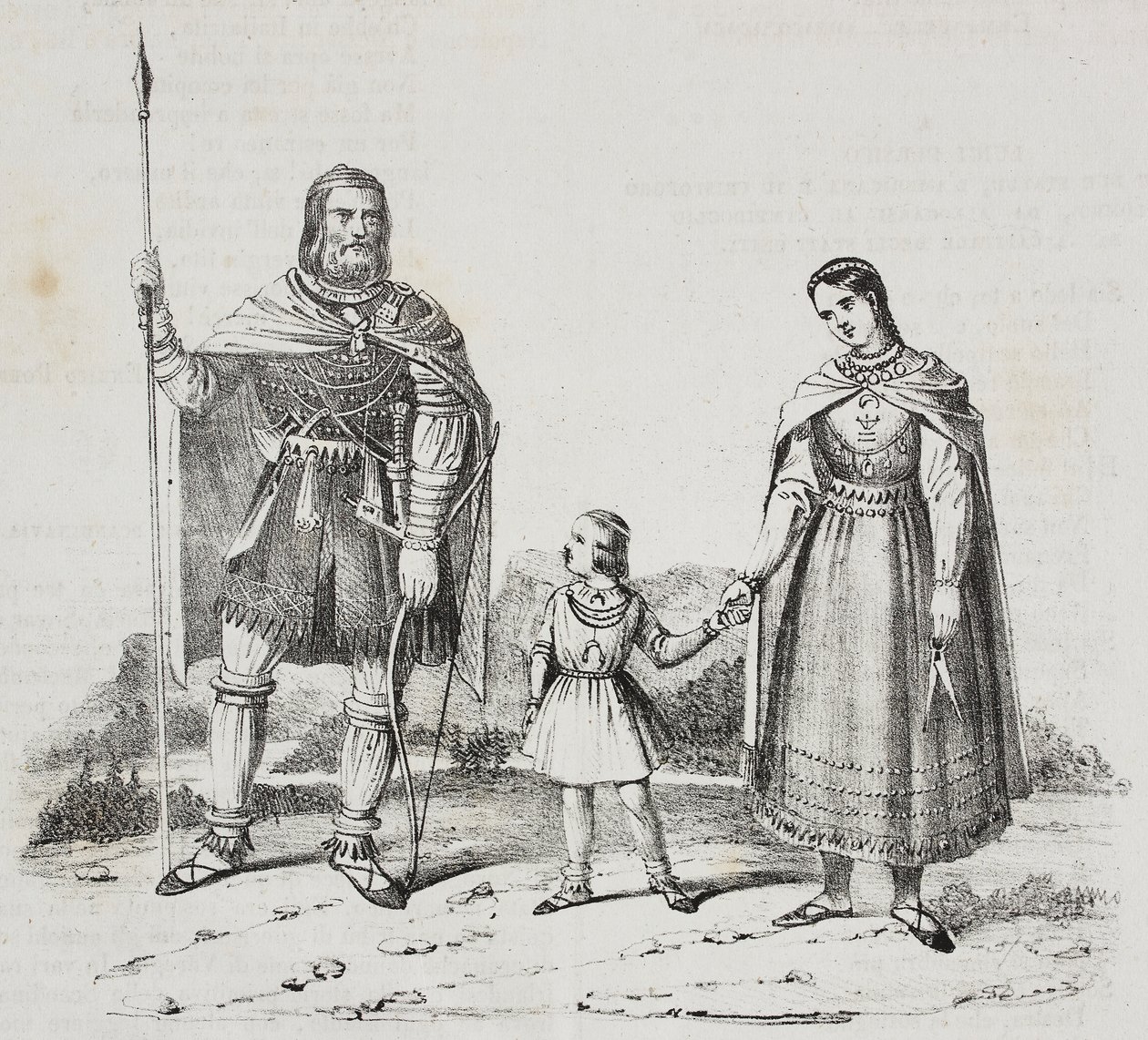 Varègues, peuple de la péninsule scandinave, lithographie de Salvatore Puglia de Poliorama Pittoresco, n 42, 27 mai - Salvatore Puglia