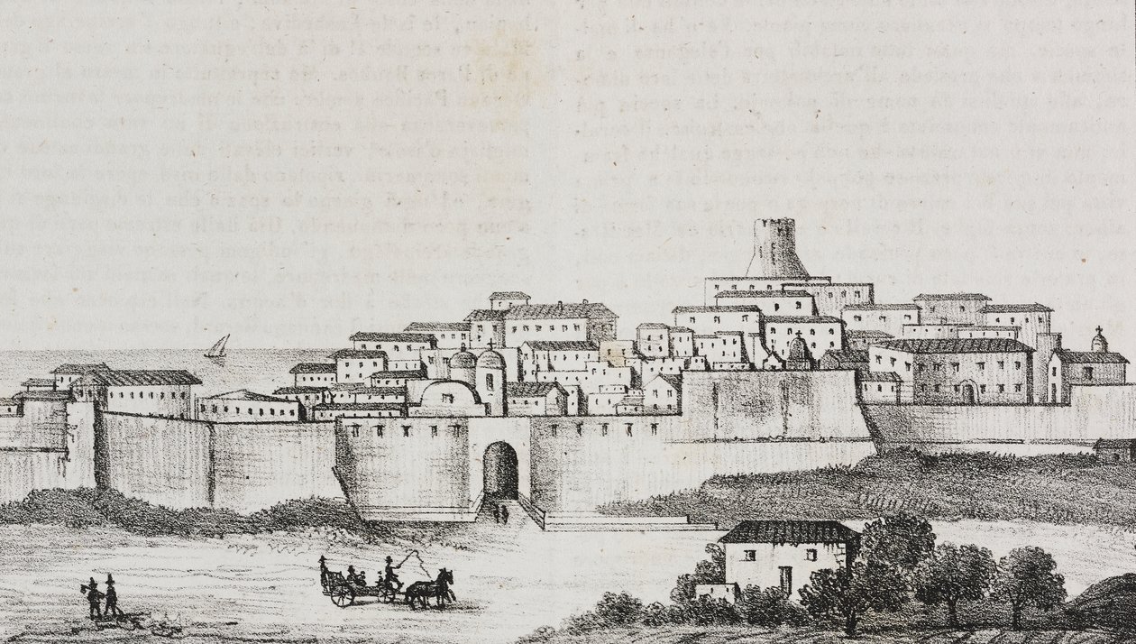Vue de Crotone, Calabre, Italie (lithographie de Salvatore Puglia de Poliorama Pittoresco, n 12, 26 octobre) - Salvatore Puglia