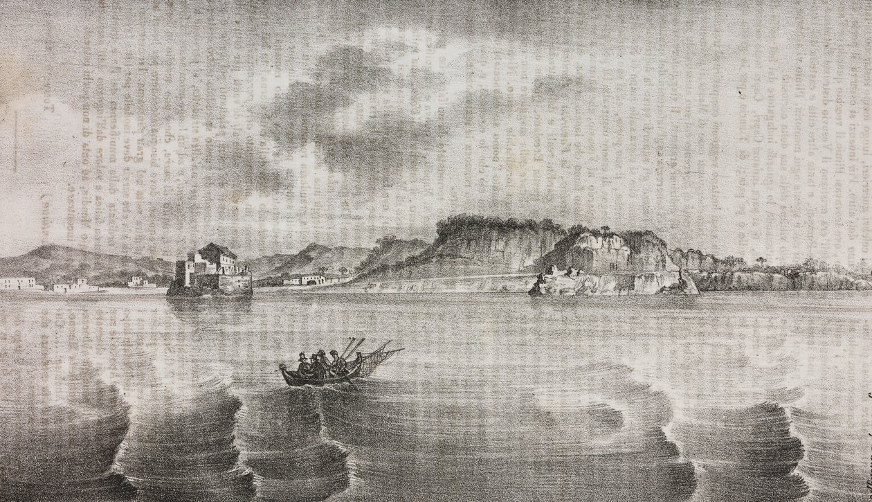 Vue de Posillipo depuis la route de Coroglio, Campanie, Italie, lithographie de Salvatore Puglia de Poliorama Pittoresco, n 30, 2 mars - Salvatore Puglia