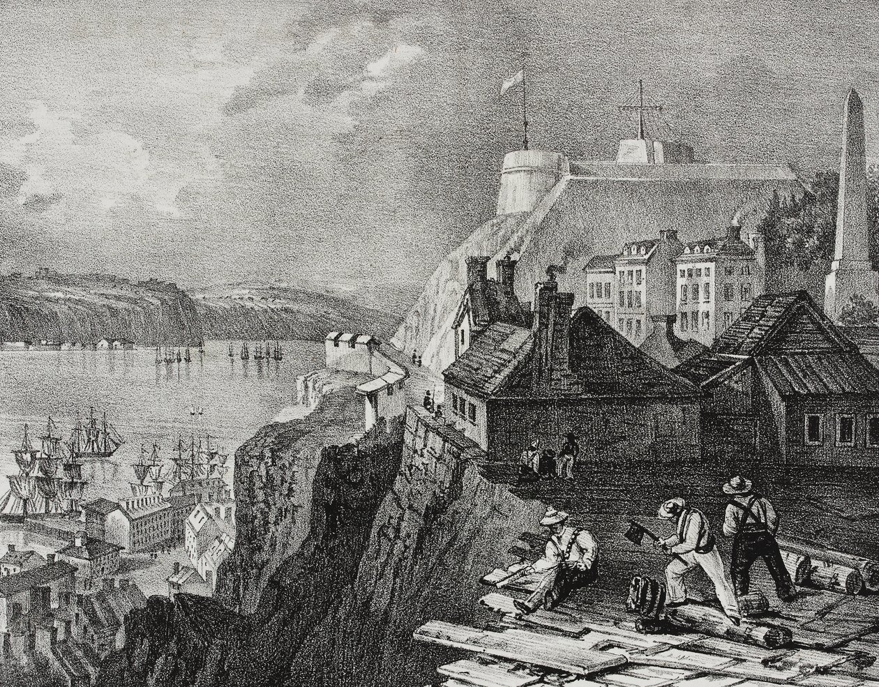 Vue de la ville de Québec, Canada, lithographie de Salvatore Puglia de Poliorama Pittoresco, n 46, 24 juin - Salvatore Puglia