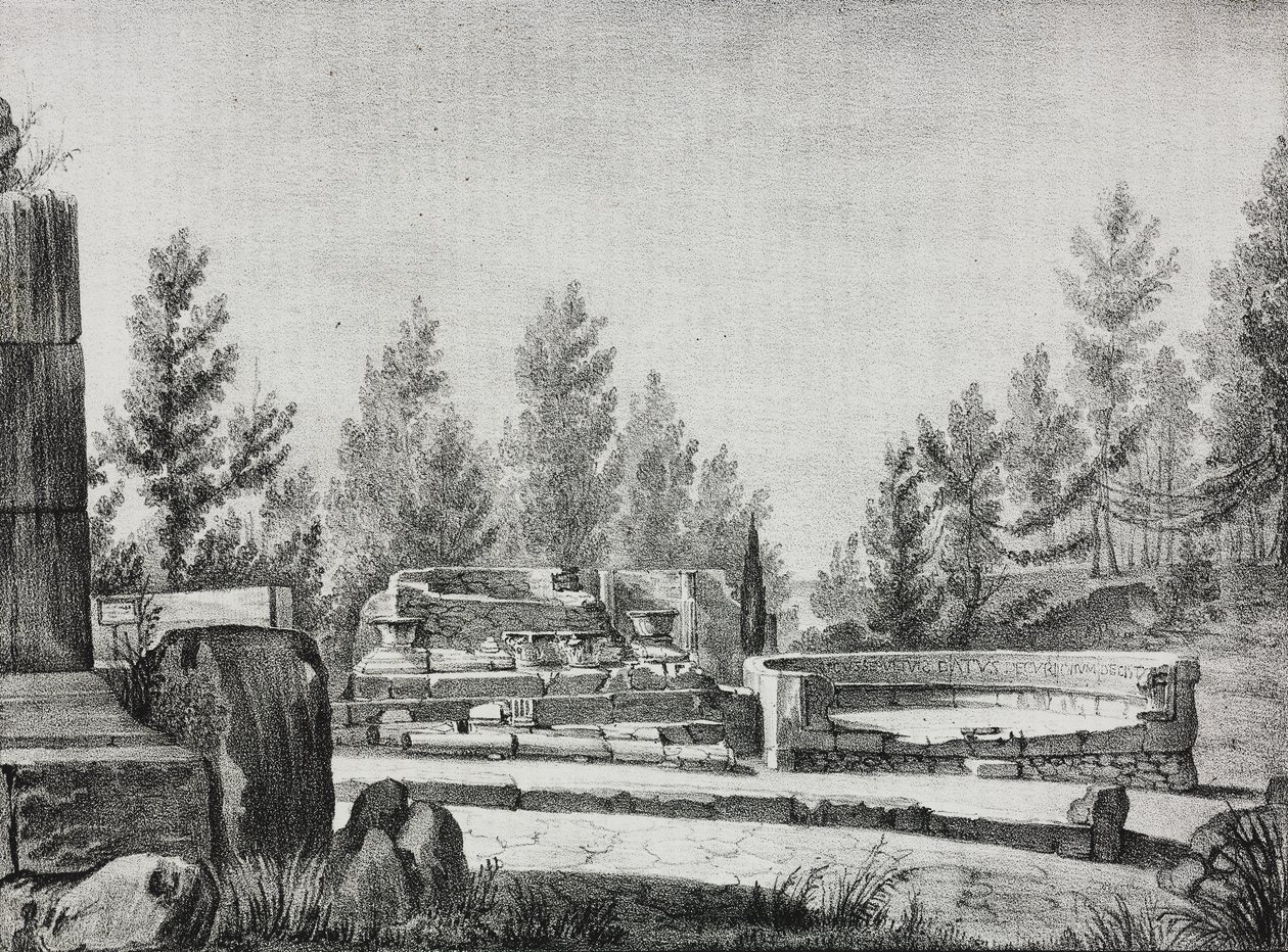 Vue des ruines de Pompéi, Campanie, Italie, lithographie de Salvatore Puglia de Poliorama Pittoresco, n 7, 25 septembre - Salvatore Puglia