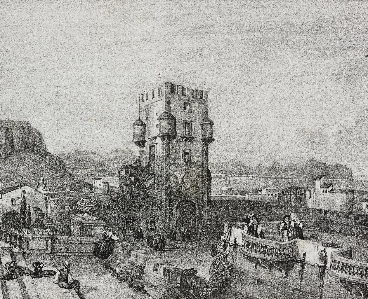 Villa du prince de Butera à Bagheria, Palerme, Sicile, lithographie de Salvatore Puglia de Poliorama Pittoresco, n 3, 28 août - Salvatore Puglia