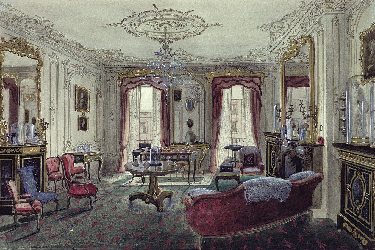 Intérieur d'un salon dans une maison de ville, 19e siècle