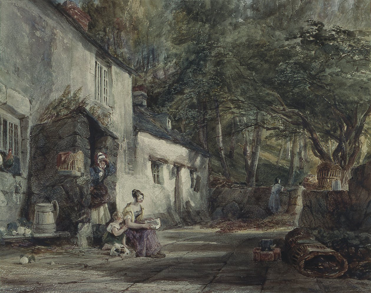 Un cottage au nord du Pays de Galles, avec des personnages - Samuel Austin