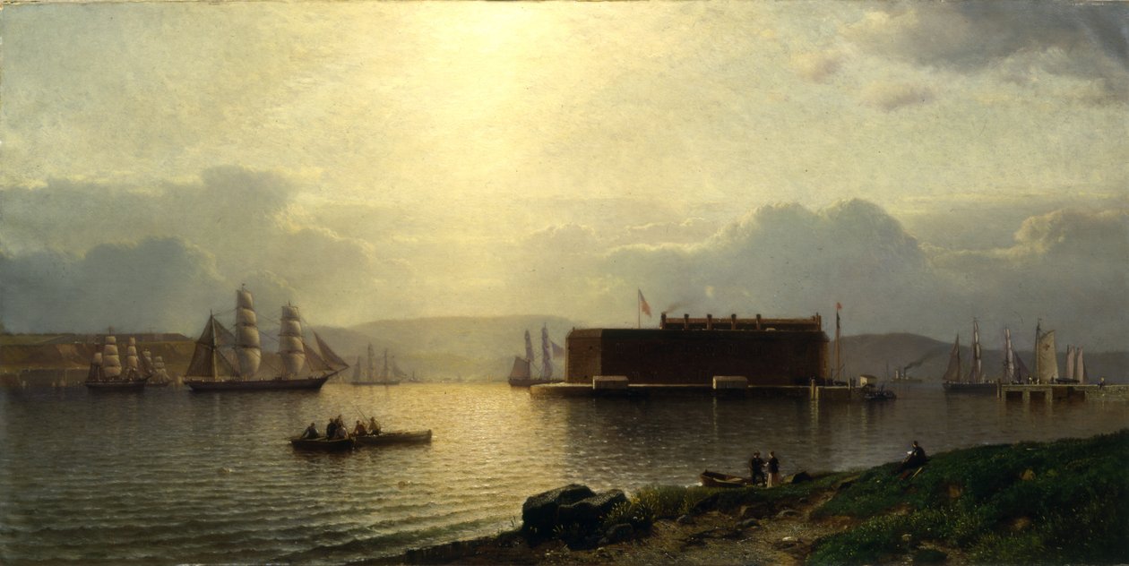 Les Narrows et Fort Lafayette, navires entrant dans le port, port de New York, 1868 - Samuel Colman