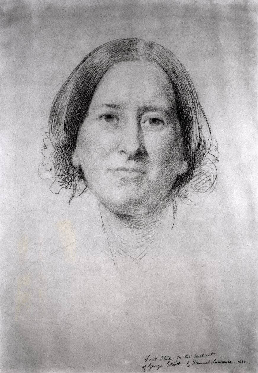 Première étude pour le portrait de George Eliot (Mary Ann Evans) (1819-1880), 1860 - Samuel Laurence