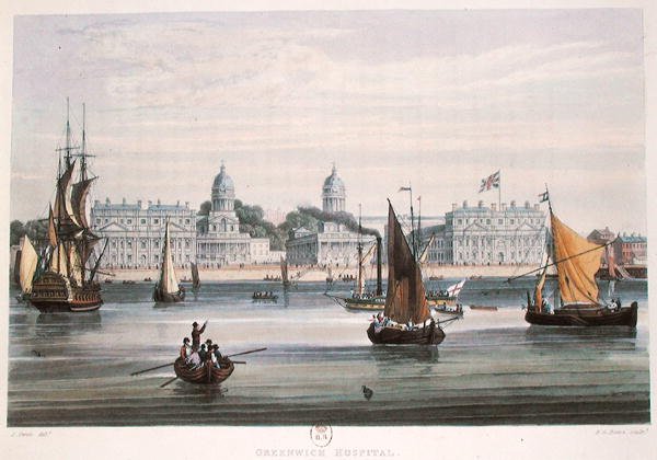 Hôpital de Greenwich, gravé par R.G. Reeve 1828 - Samuel (after) Owen
