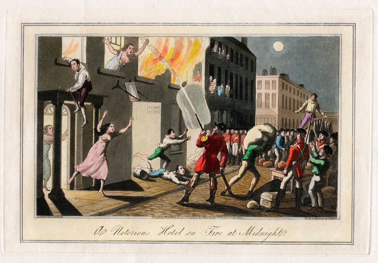 Incendie dans un hôtel à Londres, à minuit - Samuel Alken