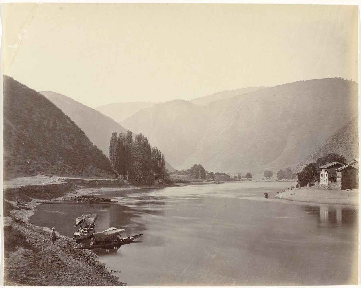 Vue de la rivière près de Baramulla, Inde - Samuel Bourne (signed by artist)
