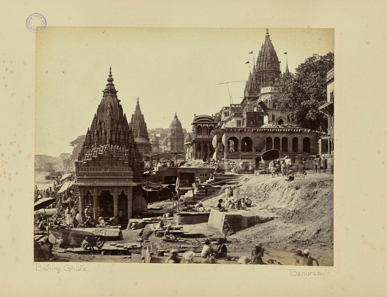 Bénarès ; « Vishnu Pud » et autres temples près du ghat de crémation - Samuel Bourne