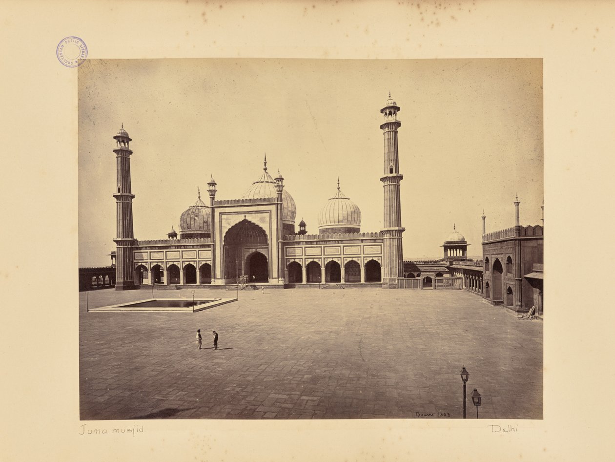 Delhi ; la Jumma Musjid, la mosquée et la cour quadrangulaire - Samuel Bourne