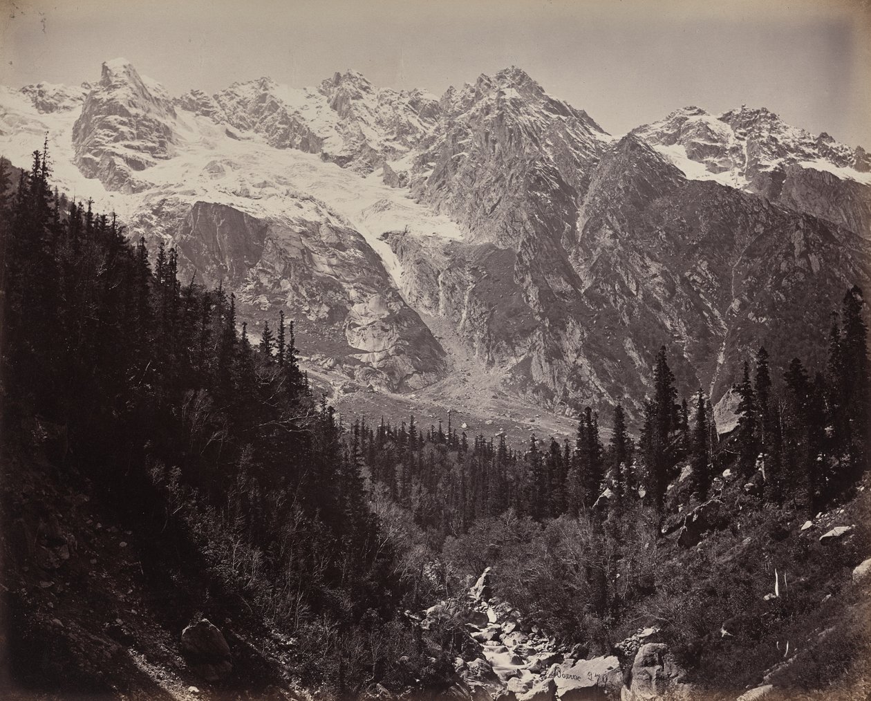 Scène dans le haut Himalaya. Vue dans la vallée de Manga - Samuel Bourne