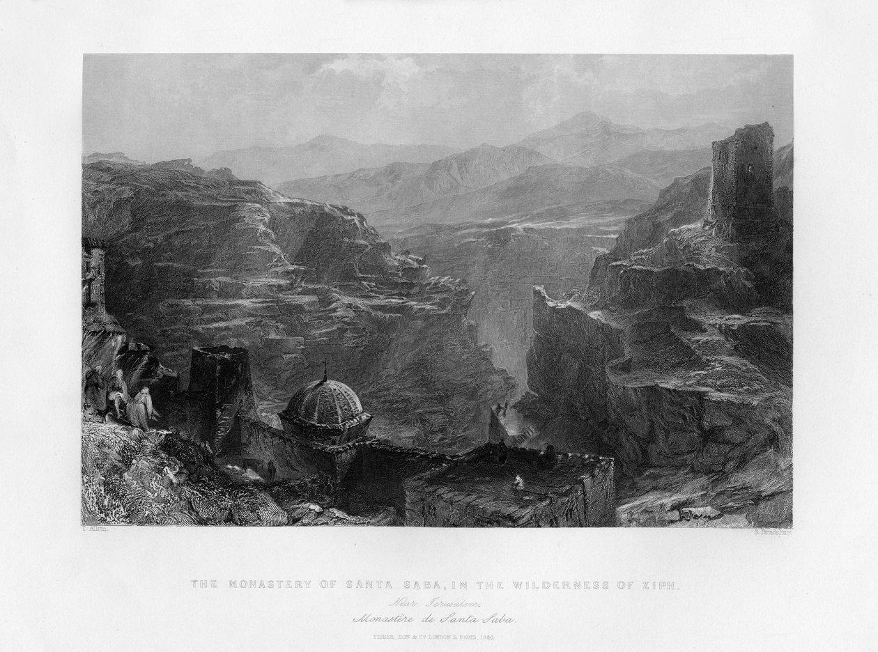 Le monastère de Santa Saba Mar Saba, Israël, 1841 - Samuel Bradshaw
