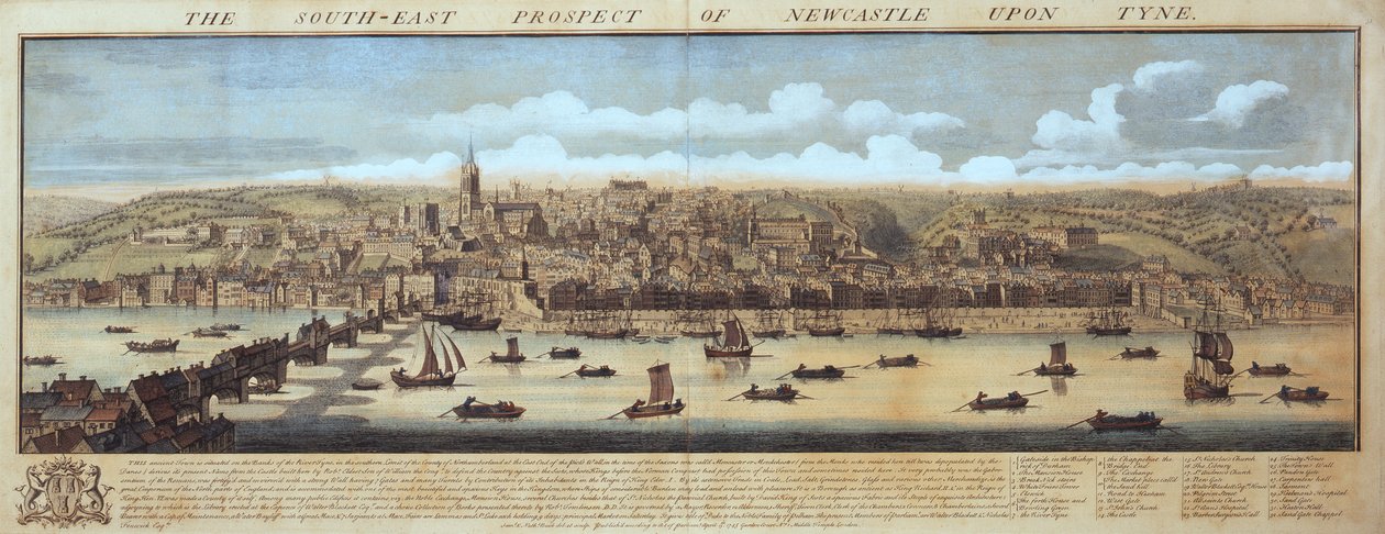 La perspective sud-est de Newcastle Upon Tyne - Samuel Buck
