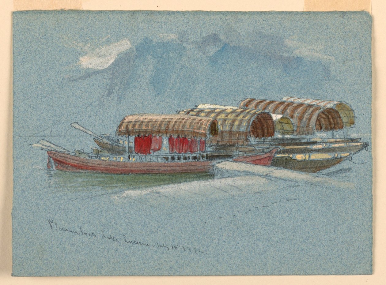 Dessin, Esquisses. Bateaux de plaisance, lac des Quatre-Cantons, Suisse, 10 juillet 1872 - Samuel Colman