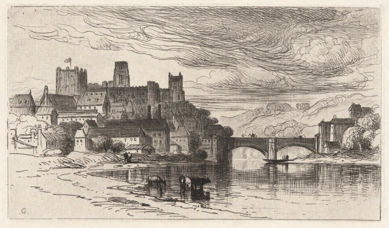 Durham, Angleterre (La Splendeur tombe sur les murs du château) - Samuel Colman