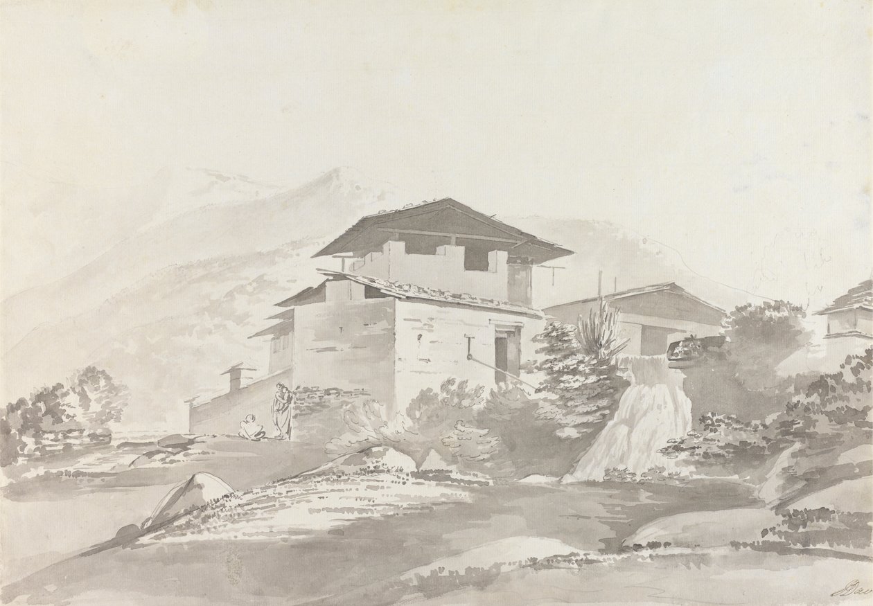 Près de Tassisudon [Tashicho Dzong] - Samuel Davis