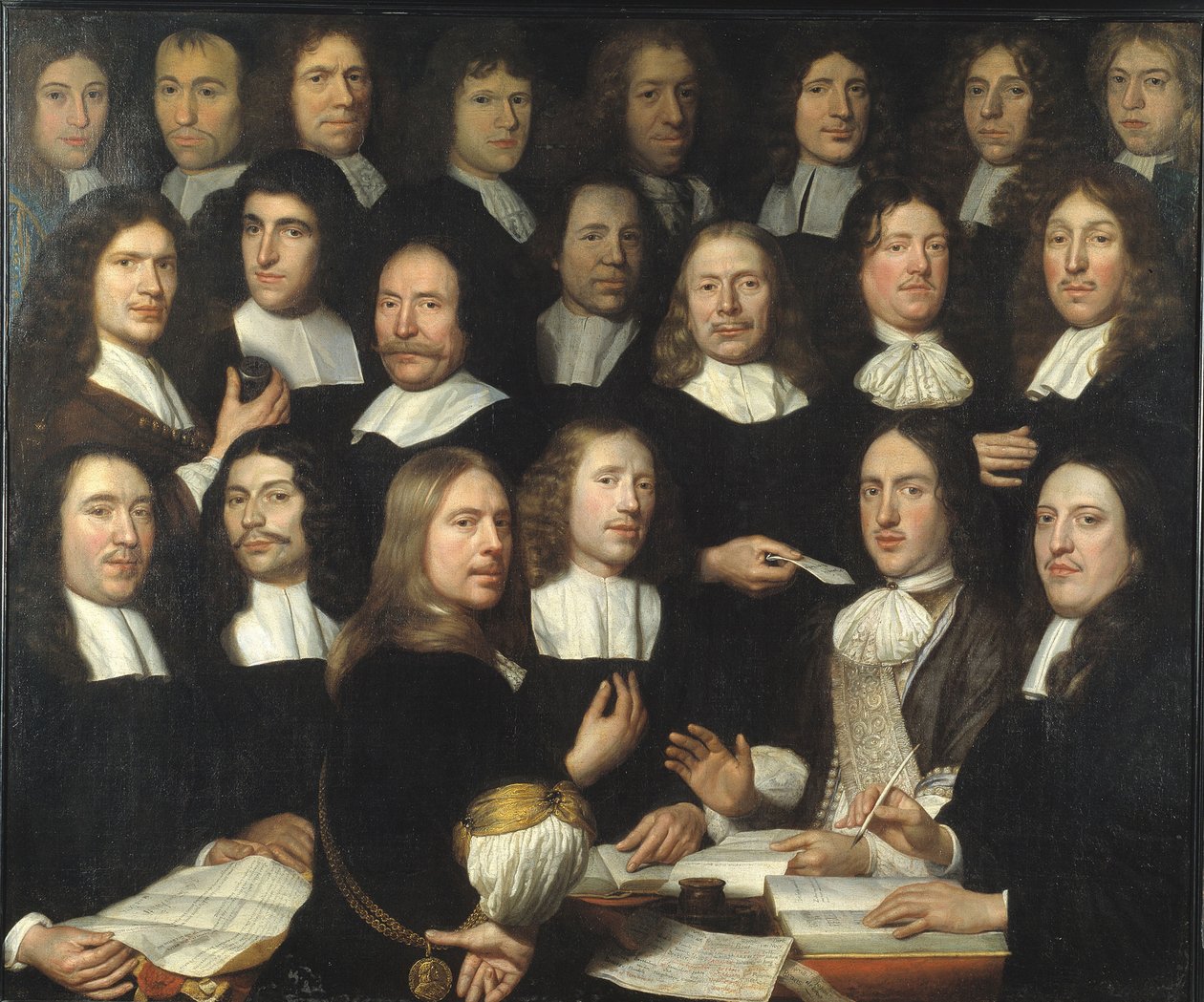 Portrait de groupe des maîtres de la monnaie de Dordrecht - Samuel van Hoogstraten