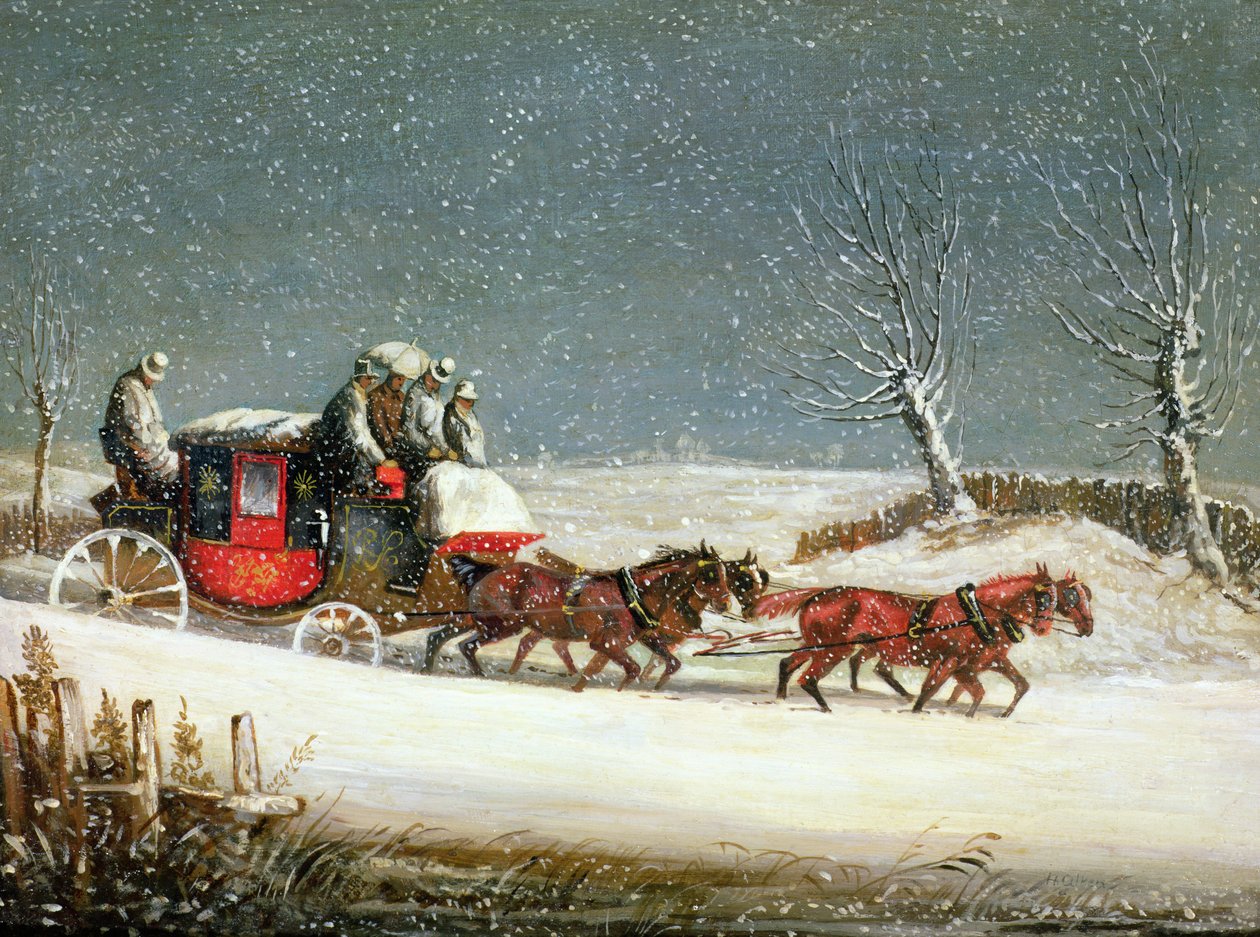 Le courrier royal dans une neige profonde - Samuel Henry Alken