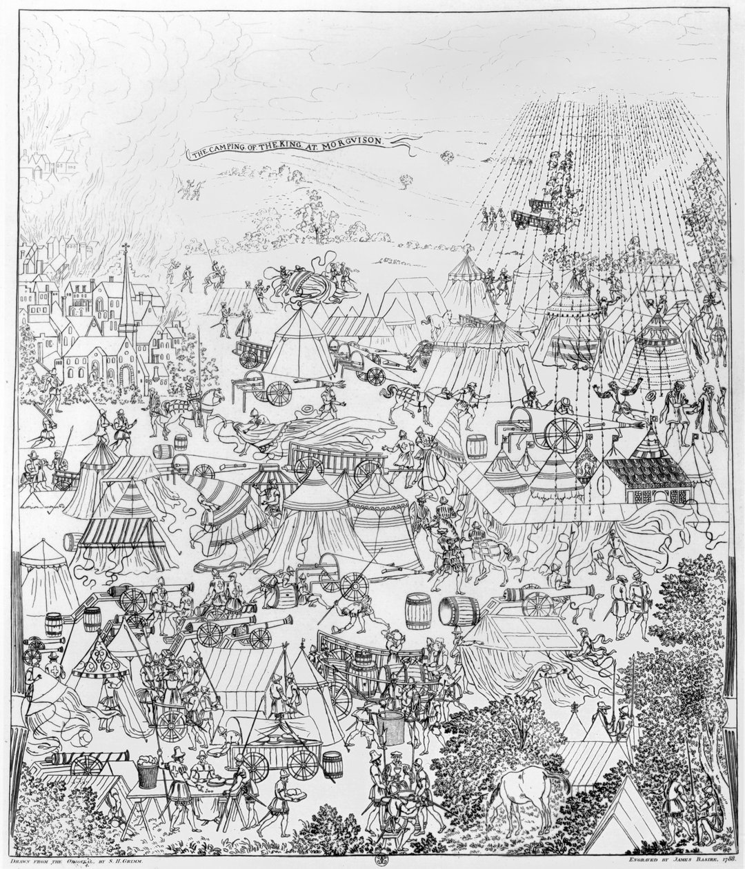 Le Campement du Roi Henri VIII à Marquison, juillet 1544 (gravé par James Basire, 1788) - Samuel Hieronymous Grimm