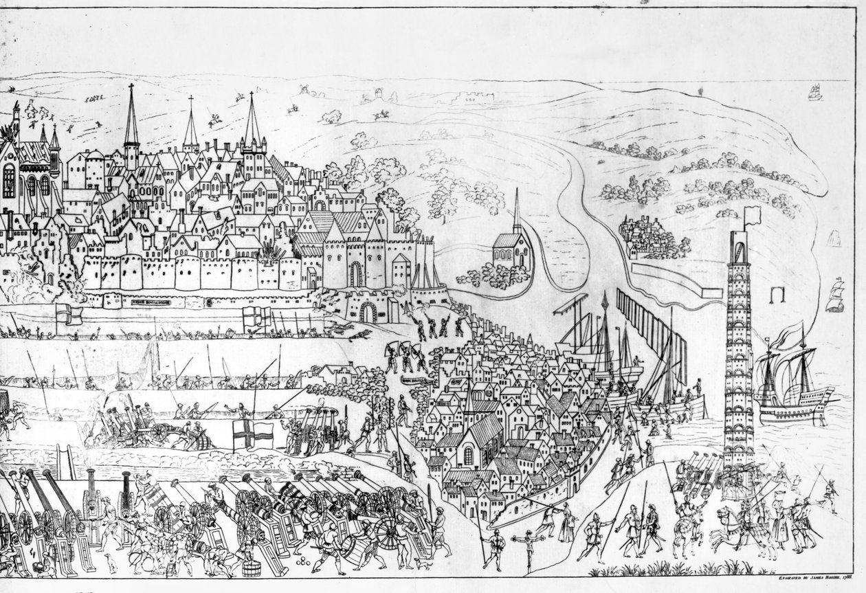 Le Siège de Boulogne par le roi Henri VIII (1491-1547) en 1544, gravé par James Basire, 1788 - Samuel Hieronymous Grimm