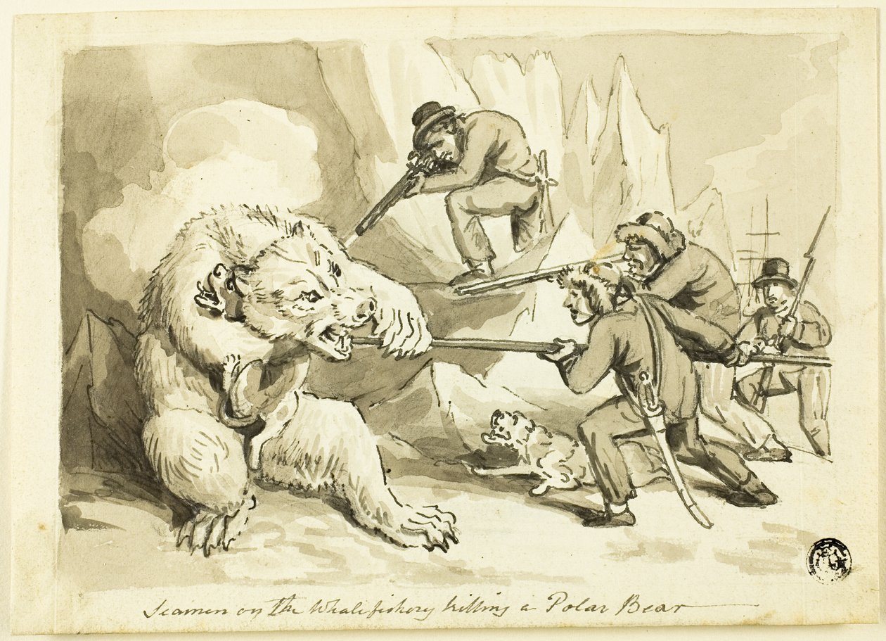 Marins à la pêche à la baleine tuant un ours polaire (recto); Coquillage (verso) - Samuel Howett