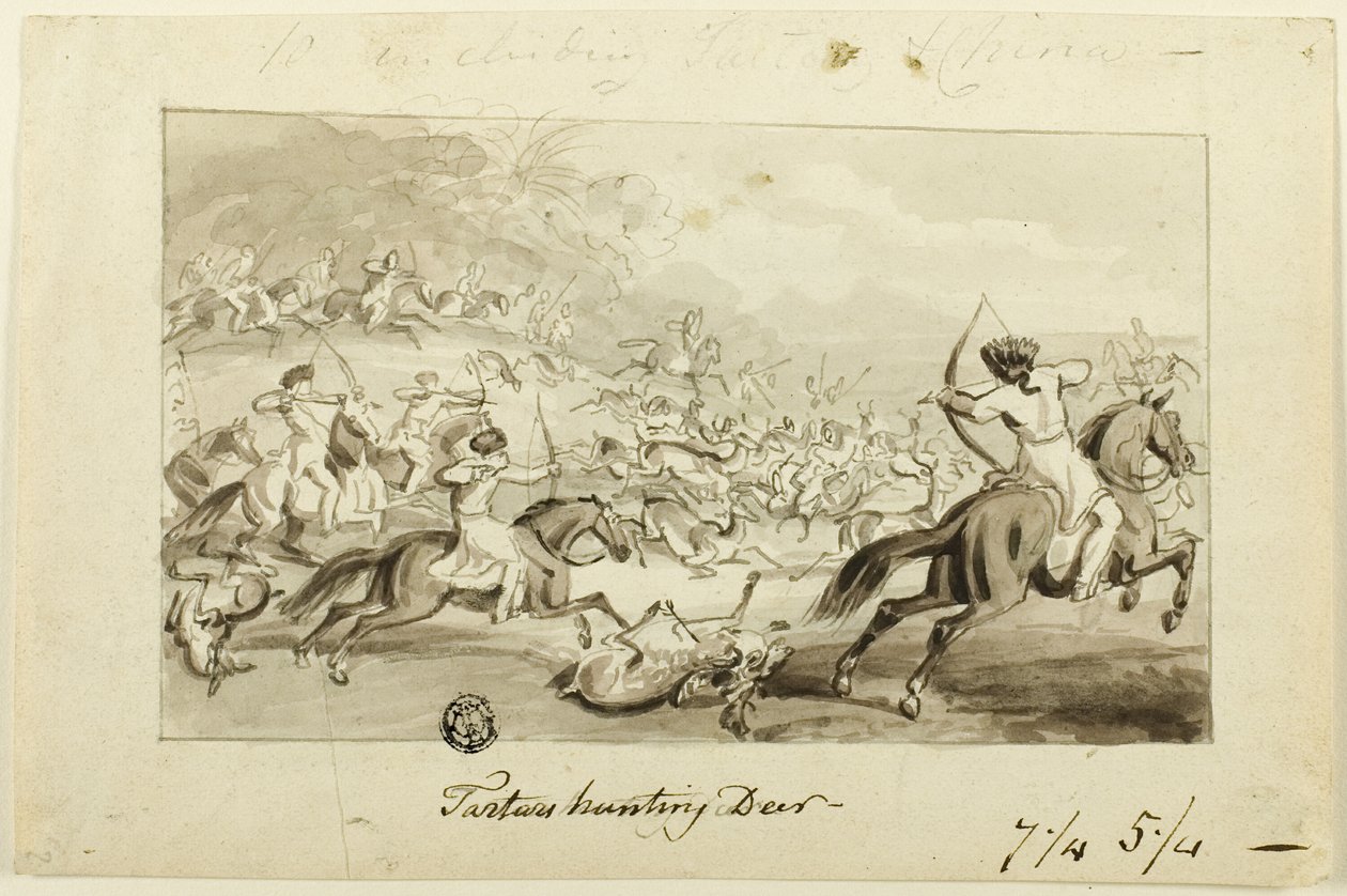Tartares chassant le cerf (recto); Coquillage (verso) - Samuel Howett