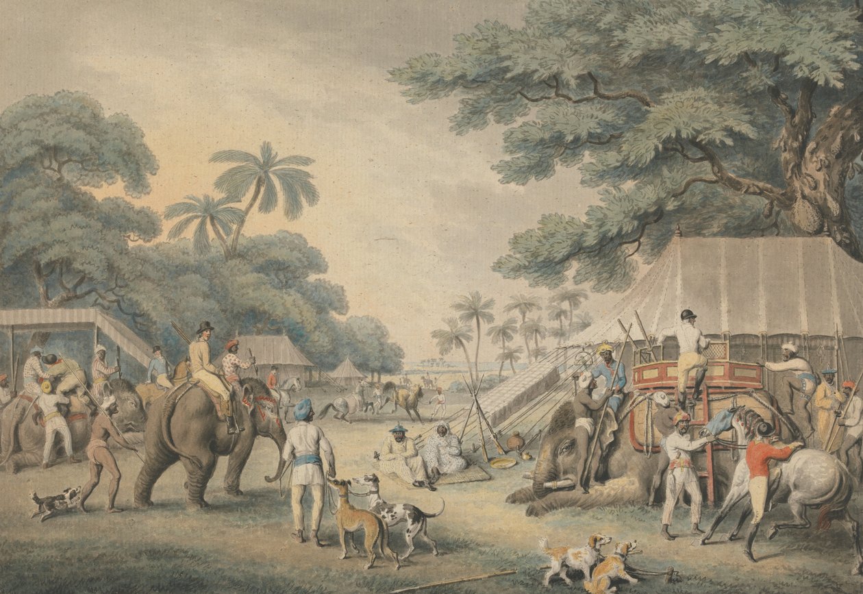 Départ le matin : illustration pour « Oriental Field Sports » du capitaine Thomas Williamson - Samuel Howitt