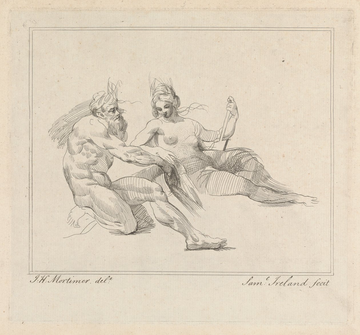 Trois gravures sur une feuille : Deux Figures Mythologiques - Samuel Ireland