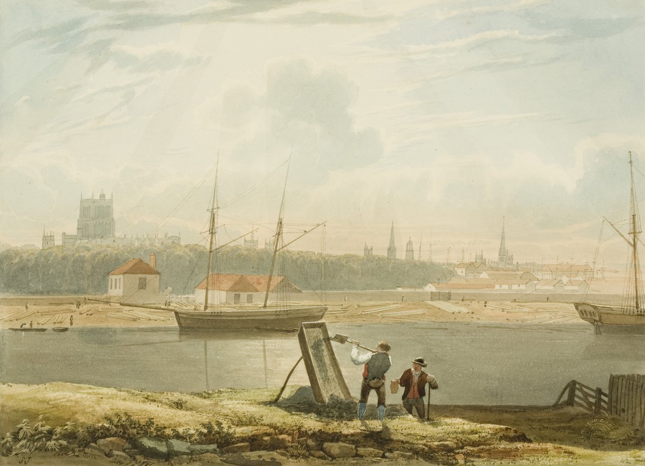 Vue sur le port flottant avec la cathédrale et les églises de la ville, c. 1825 - Samuel Jackson