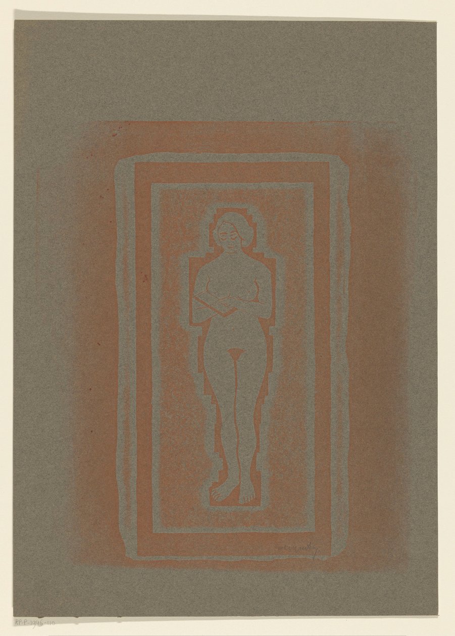 Nu avec un livre ou une plaque de pierre à la main - Samuel Jessurun de Mesquita (signed by artist)