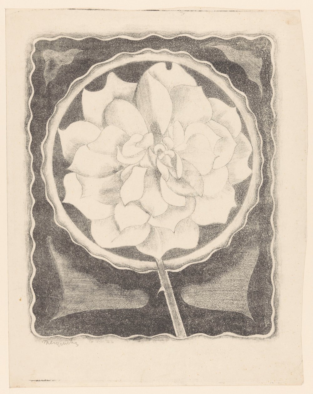 Rose (en cercle, avec bord ondulé) - Samuel Jessurun de Mesquita (signed by artist)