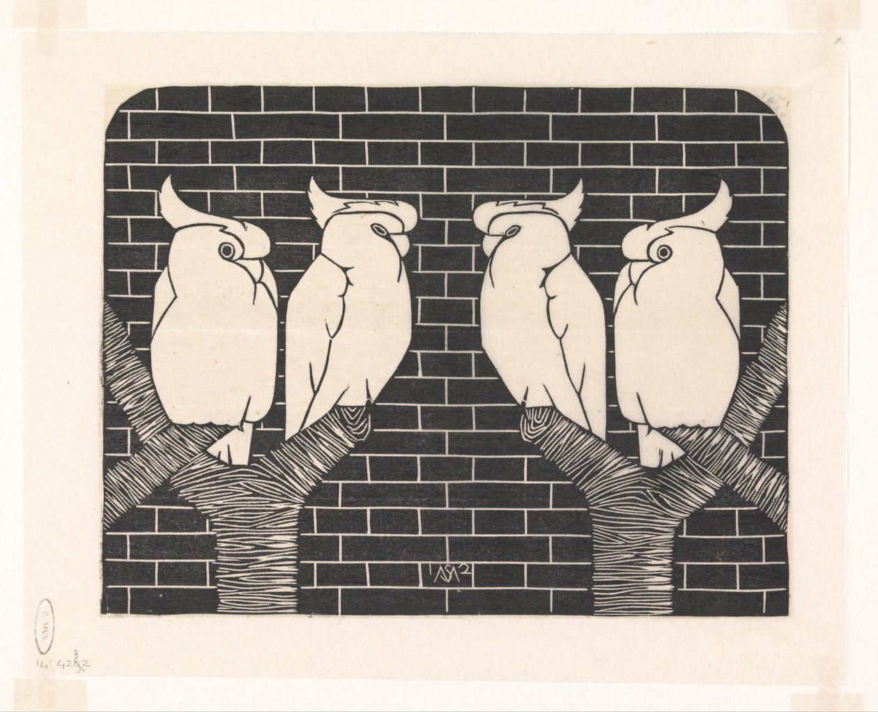Quatre cacatoès à huppe - Samuel Jessurun de Mesquita (signed by artist)