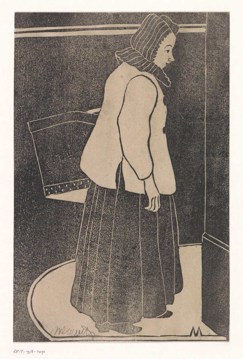 Femme avec boîte ou panier - Samuel Jessurun de Mesquita (signed by artist)