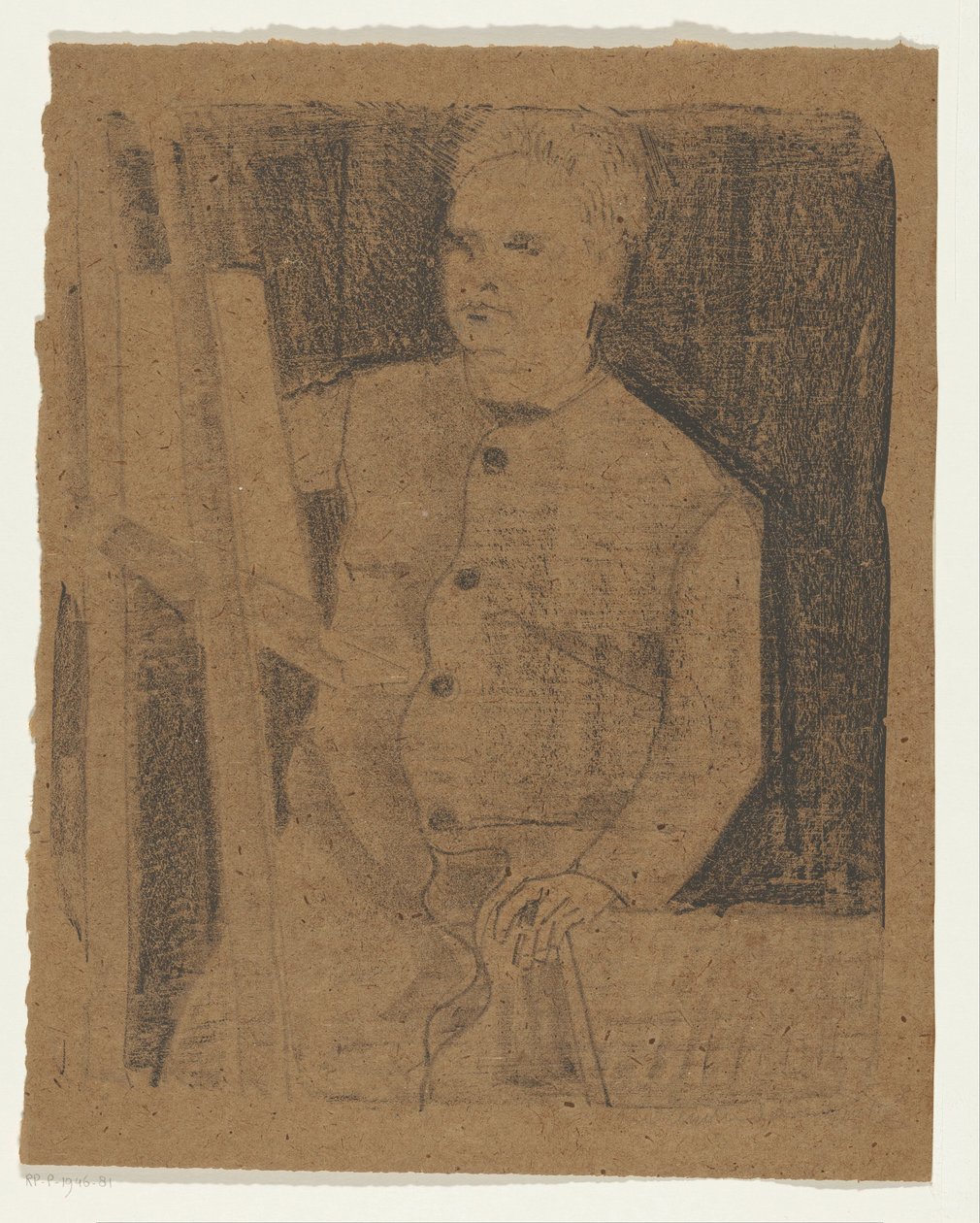 Autoportrait derrière un chevalet - Samuel Jessurun de Mesquita (signed by artist)
